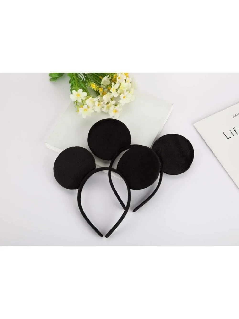 Women Red Dot&black Sequin Handmade Mickey Mouse Headband 2 Pieces